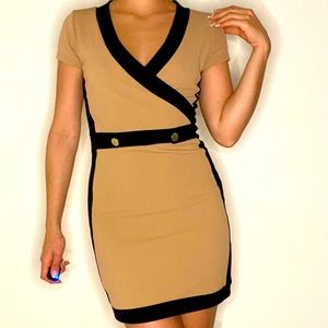 Camel with black strips dress